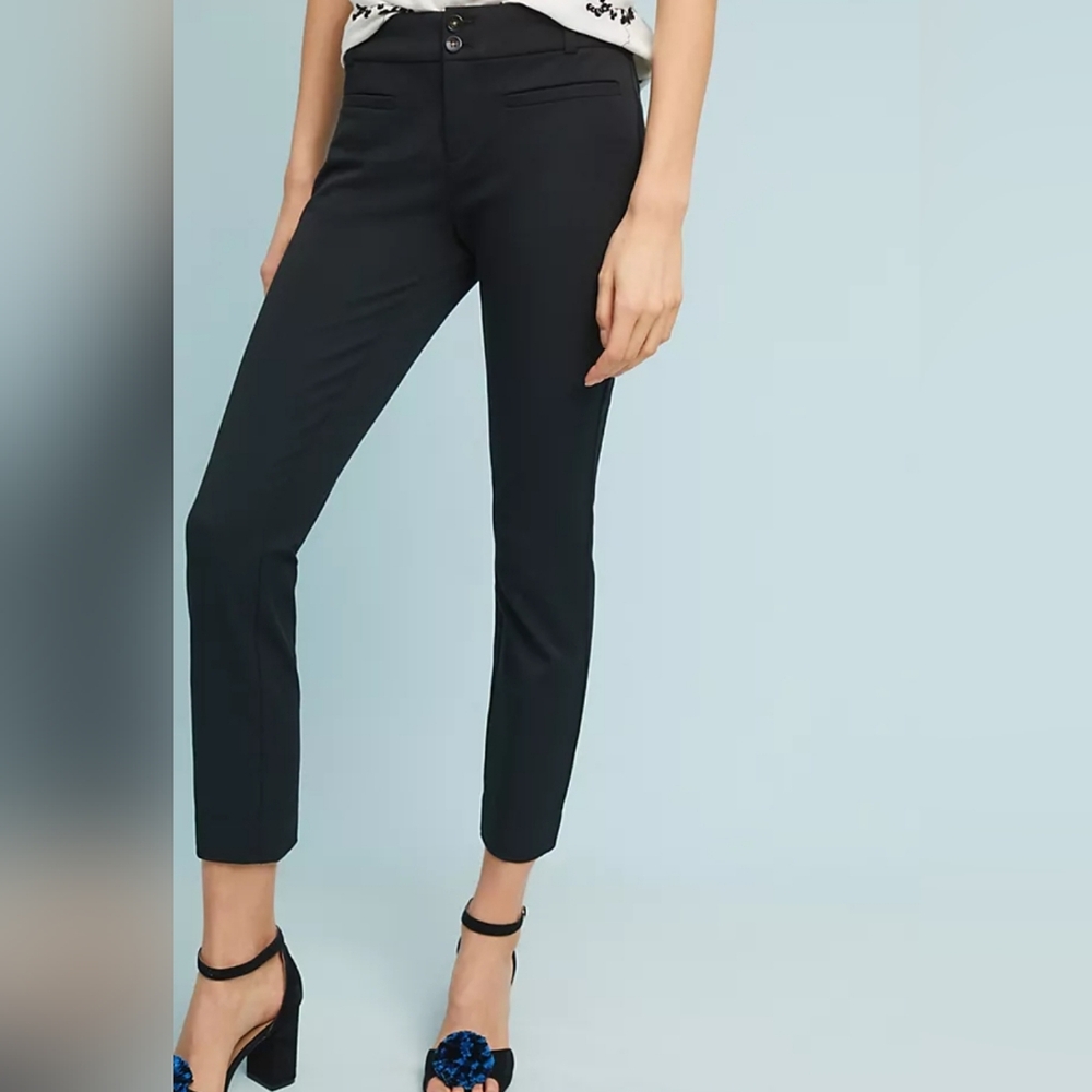 Anthropologie Essential Slim Trouser Pants Black Size 4 056